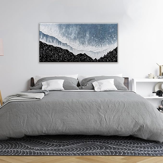 KUPTEU Canvas Wall Art Decor Modern Canvas Wall Art For Living Room Large Beach Wall Art Prints Artwork for Walls Black and White Wall Art Decor Bedroom Office Kitchen Wall Decor 24" x 48"