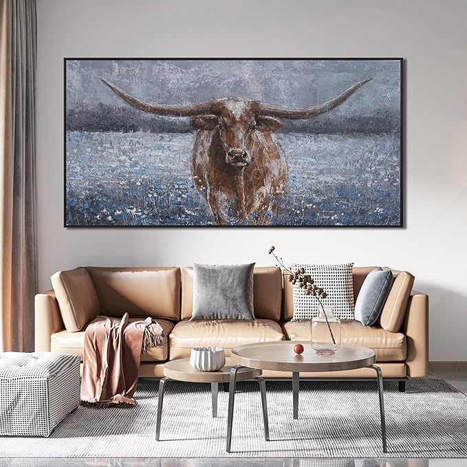 KUPTEU Canvas Oversized Wall Art Decor Large Wall Art For Living Room Framed Modern Wall Art Prints Canvas Art Wall Decor Highland Cow Artwork For Walls Bedroom Office Decor 29" x 58"