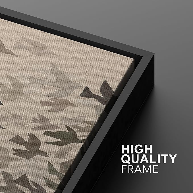 MUDECOR Framed Wall Art Print Set Minimalist Subtle Birds in Motion Illustrations Modern Art Boho Decorative Colorful Chic for Living Room, Bedroom, Office - 24"x36"x3 Black