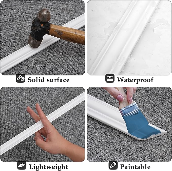 3 Sets Peel and Stick Molding Trim for Walls, Pre-Cut Wainscoting Panels 54x24 Inch Peel and Stick Wall Molding Kit, Self Adhesive Molding Trim for Walls,White Wall Moulding Trim Kit