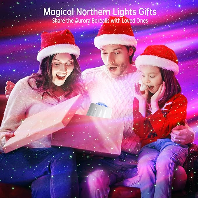 Northern Lights Projector, Rechargeable Battery Star Night Light with Bluetooth Speaker, White Noise Sleep Aid & Timer, Bedroom Galaxy Projector Decor, Gift for Kids, Adults