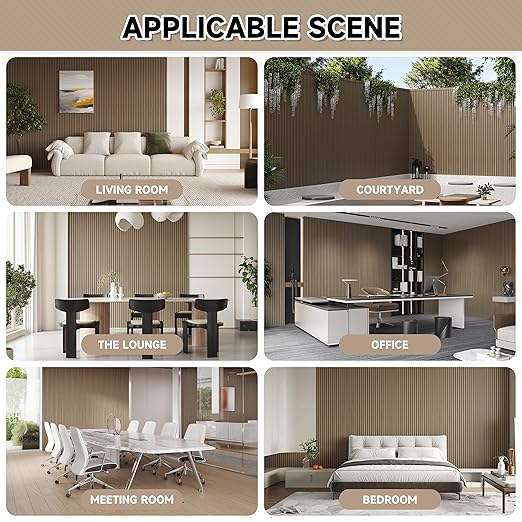 4 Pack Wood Slat Wall Wood Paneling,95 x 8 in Soundpoof Wooden Engineered Wooden Slat Wall Panels,Stylish Acoustic Wall Panels for Interior Wall Decor with Felt Backing,Walnut