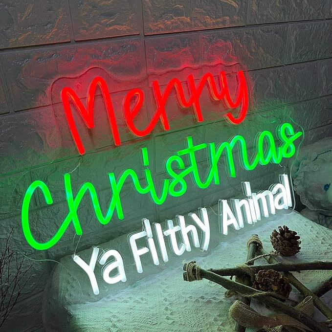 Merry Christmas Neon Sign for Christmas Decoration Large LED Neon Light Signs 23.6x13.8"