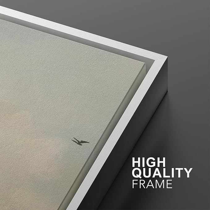 MUDECOR Framed Wall Art Print Set Minimalist Serene Sky with Birds Illustrations Modern Art Boho Decorative Colorful Chic for Living Room, Bedroom, Office - 24"x36"x3 White