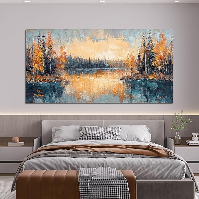 Canvas Wall Art Decor Large Wall Art for Living Room Canvas Art Wall Decor Nature Landscape Wall Art Pictures Vintage Nightfall Wall Art Decor Large Artwork for Walls Home Office Wall Decor 29" X 58"