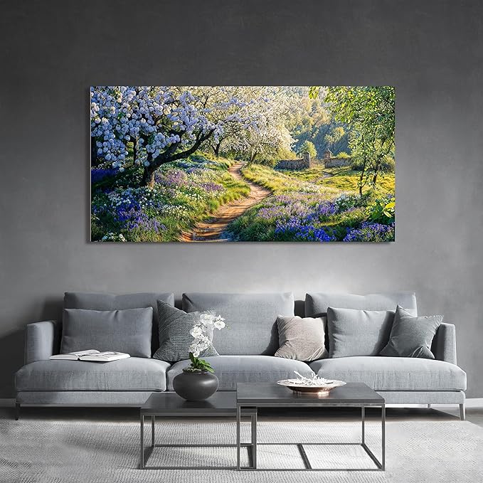 Large Canvas Wall Art Decor Large Modern Green Wall Art for Living Room Flower Tree Wall Art Prints Nature Art Work for Wall Decor Landscape Artwork for Walls Kitchen Bedroom Office Decor 29"X58"