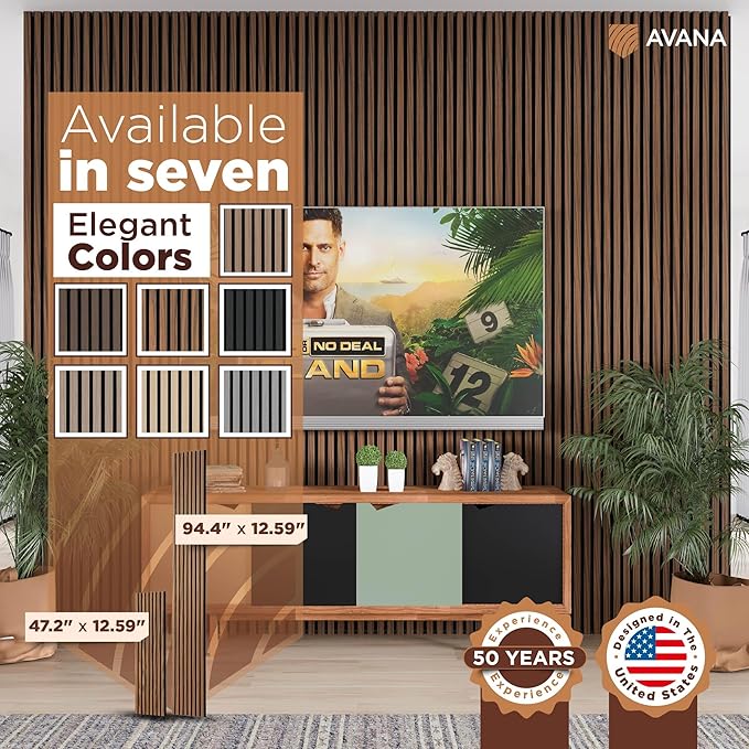Avana Acoustic Wood Wall Panels – 47.2 X 12.6 Inch Walnut Acoustic Panels 1 PC – Wall Panels For Interior Wall Decor For Homes, Offices, Studios – Sturdy And Durable Wood Panels For Wall