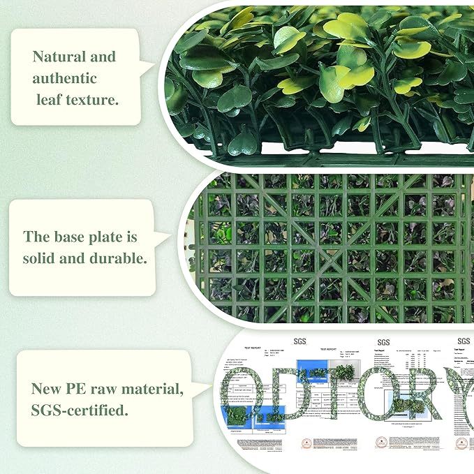 Artificial Greenery Grass Wall Panel, 10x10 Inch 6-Pack (4.2 sqft), UV-Anti Fake Ivy Fence Privacy Screen Green Boxwood Covering for Indoor and Outdoor Home Wall Decor