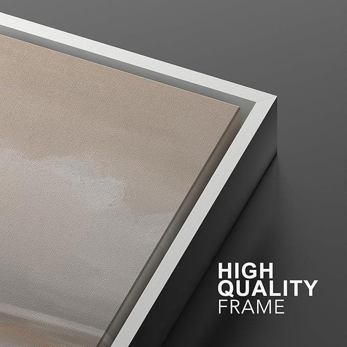 MUDECOR Framed Canvas Print Wall Art Serene Landscape Neutral Coastal Illustrations Realism Decorative for Living Room, Bedroom, Office - 24"x36"x3 White