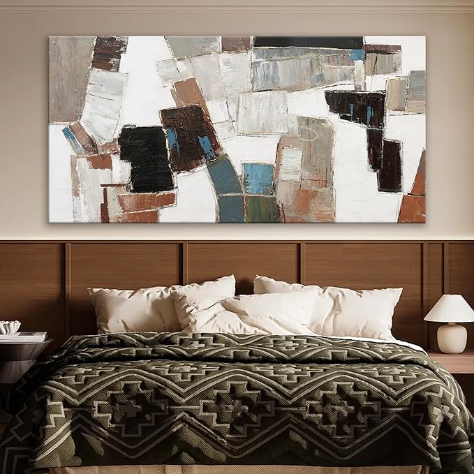 Abstract Wall Art Large Canvas Wall Art Decor Modern Wall Art Decor Minimalist Geometric Line Wall Decor Artwork for Walls Textured Wall Art Prints For Room Living Room Bedroom Office Wall Decor 29"X58"