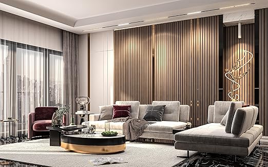 106” x 12.6” Acoustic Wood Wall Paneling, Decorative Sound Proof Panels for Walls and Ceilings, 3D Slat Wood Wall Panels (Set of 40) (Driftwood)