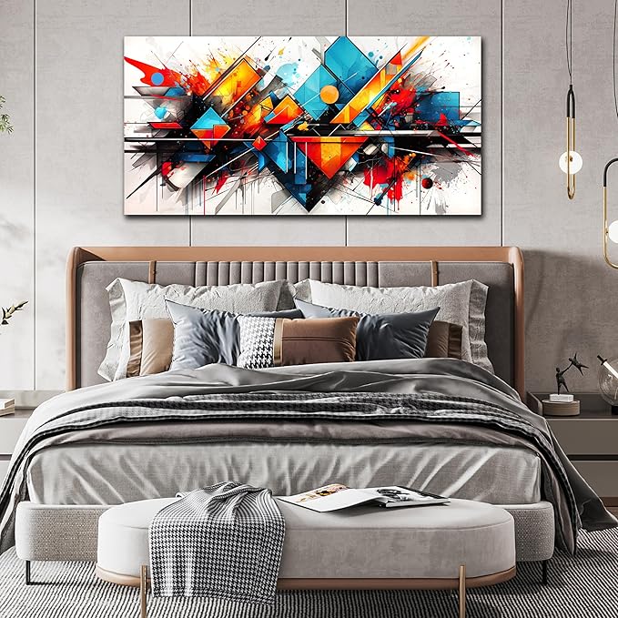CIRABKY Abstract Wall-Art for Living Room - Abstract Pictures Wall Decor - Colorful Bedroom Canvas Wall Art Ready to Hang Size 24" x 48"