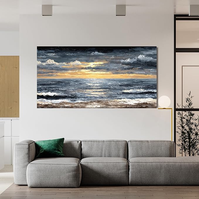 Canvas Wall Art Decor Wall Art Pictures for Living Room Abstract Coastal Wall Art Prints Modern Landscape Wall Art Decorations Abstract Canvas Art Wall Decor Bedroom Office Decor 20" X 40"