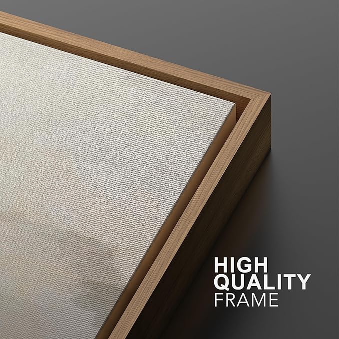 MUDECOR Framed Canvas Print Wall Art Abstract Prints Minimalist Modern Art Neutral Home Decor for Bedroom - 24"x36"x3 Natural