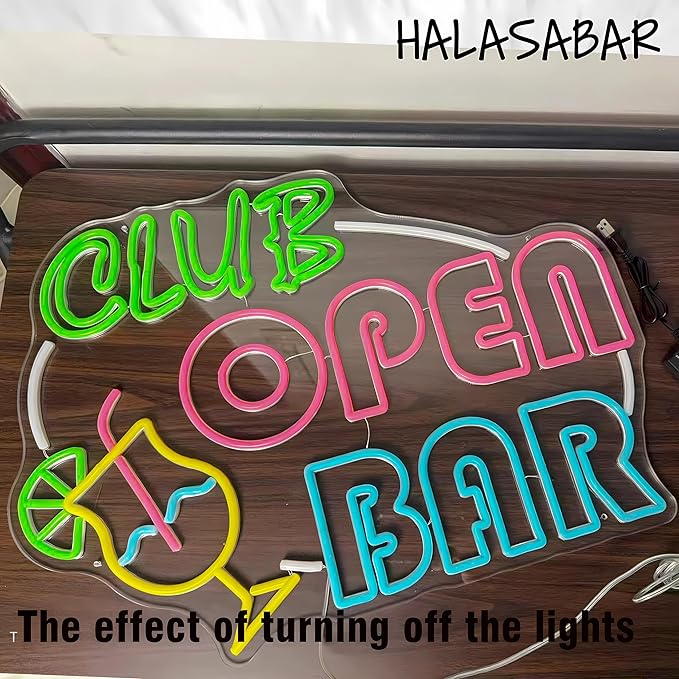 Open Bar Neon Sign Definition Bar Signs, Led USB Powered Bright Happy Hour Neon Light for Wall Decor Bar Pub Man Cave Party Art Decor