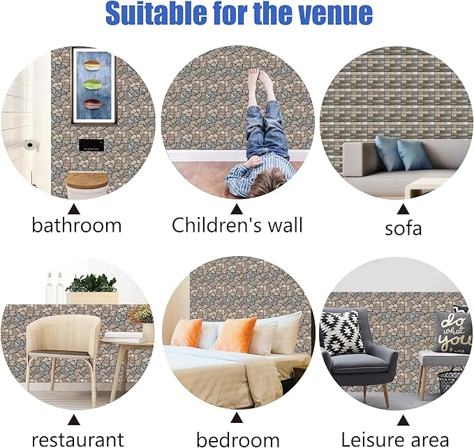 10 Pack 3D Wallpaper Peel and Stick,3D Self-Adhesive Wall Panel,Waterproof Self Adhesive Decorative Wall Panelsfor Interior Wall Decor,Living Room,TV Background,Study Room.