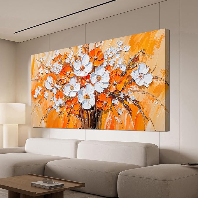 KUPTEU Canvas Wall Art Decor Wall Art Pictures for Living Room Artwork for Walls Vintage Flowers Wall Art Decorations White Floral Wall Art Prints Canvas Art Wall Decor Bedroom Home Decor 20"X40"