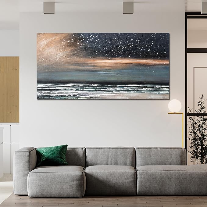 Canvas Wall Art Decor Artwork for Walls Coastal Beach Wall Art Decorations Canvas Modern Art Wall Decor Nature Starry Night Wall Art Prints Art Work for Home Office Kitchen Wall Decor 20"X40"