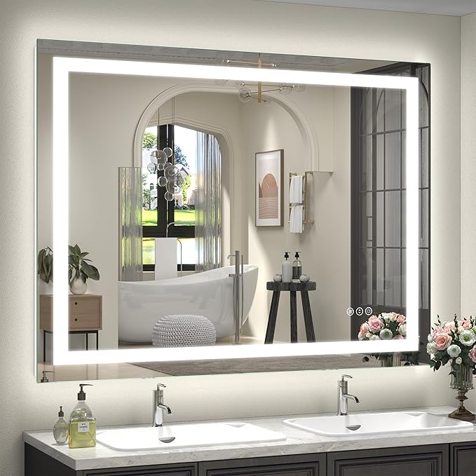 48x36 Inch LED Bathroom Mirror for Wall, Dimmable Vanity Mirror with Lights, Backlit and Front Lighted Mirror for Wall, Anti-Fog, Memory, Shatter-Proof