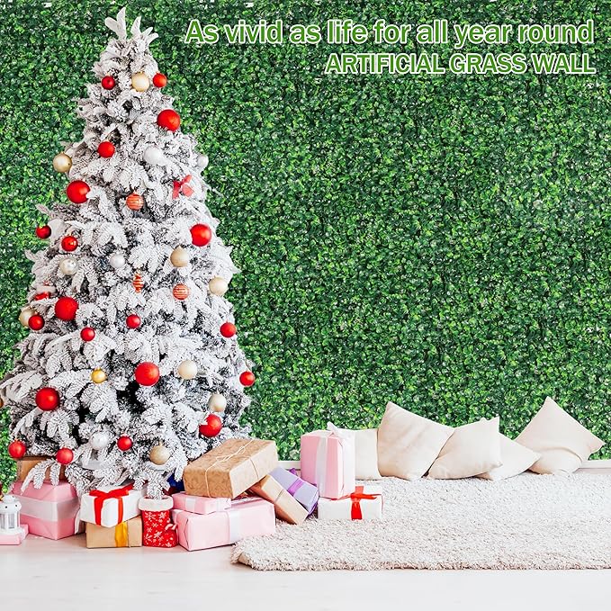 Ogrmar 12 PCS 20"x 20" Artificial Boxwood Panels Topiary Hedge Plant, Privacy Hedge Screen Sun Protected Suitable for Outdoor, Indoor, Garden, Fence, Backyard and Decor (12, 20"x 20")