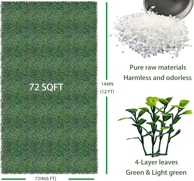 Artificial Ivy Privacy Fence Screen: 72"x 144" (72 SQFT) 4-Layer Leaf UV-Anti Faux Greenery Boxwood Backdrop Ivy Vine Leaf Panels for Outdoor, Indoor, Garden, Backyard and Decor