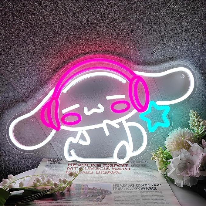 CinnamoRoll Neon Sign Anime Neon Sign for Wall Decor Janpanese Neon Light for Bedroom Wall Decor Game Room Decor Livingroom Decor for Kids, Personalized Gifts for Girls