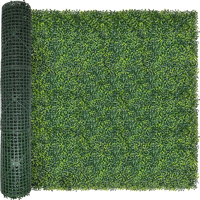 Artificial Boxwood Roll Panels: 5FT X 10FT (50 sqft) UV-Anti Artificial Ivy Privacy Fence Wall Screen for Indoor Outdoor Green Grass Wall Decor & Ivy Fence Covering Privacy