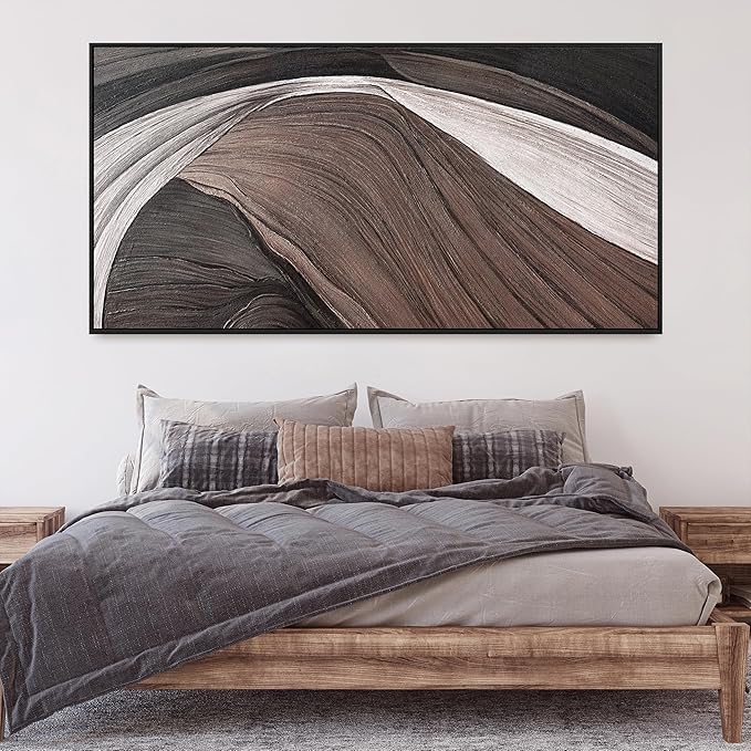 Large Abstract Wall Art For Living Room Black And White Canvas Art Wall Decor Painting Brown Maximalist Artwork Picture For Bedroom Dinning Room Modern Home Wall Decor 29 X 58 In With Framed