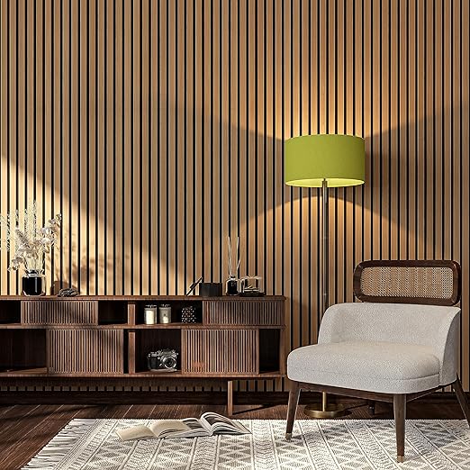 106” x 12.6” Soundproof Acoustic Wood Wall Panels, 3D Slat Paneling, Decorative Panels for Walls and Ceilings, Acoustic Panels for Interior Design (Set of 20) (American Oak)