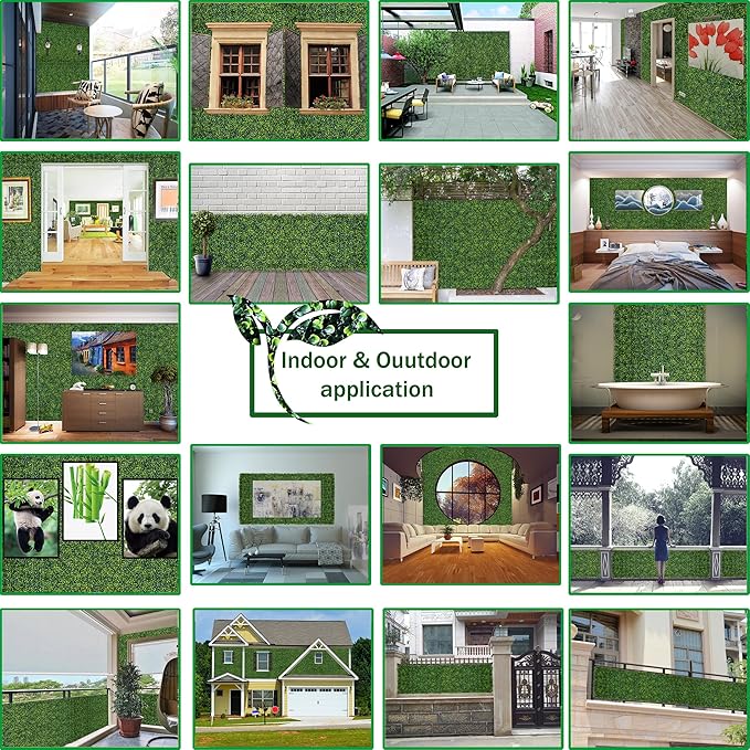 Artificial Boxwood Roll Panels: 6FT X 12FT (72 sqft) UV-Anti Artificial Ivy Privacy Fence Wall Screen for Indoor Outdoor Green Grass Wall Decor & Ivy Fence Covering Privacy