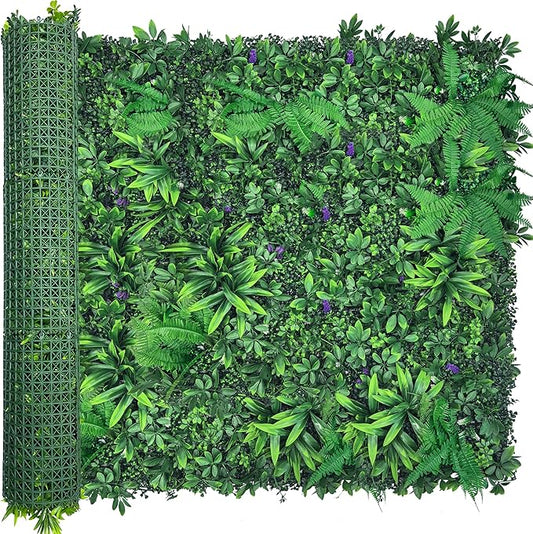Artificial Greenery Wall Panels: 50'' x 120'' UV-Anti Faux Greennery Grass Wall Privacy Backdrop Fence Screen for Garden Fence Covering Privacy, Outdoor Indoor Home Decor
