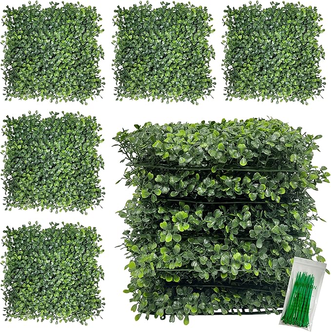Bybeton Artificial Grass Backdrop Wall,10"x 10"(8Pcs) UV-Anti Boxwood Hedge Topiary Wall Panels for Indoor Outdoor Privacy Protected and Garden,Balcony,Privacy Fence Screen Décor