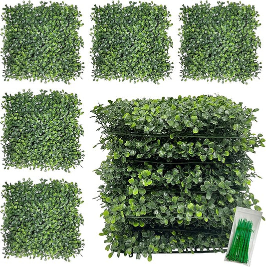 Bybeton Artificial Grass Backdrop Wall,10"x 10"(8Pcs) UV-Anti Boxwood Hedge Topiary Wall Panels for Indoor Outdoor Privacy Protected and Garden,Balcony,Privacy Fence Screen Décor