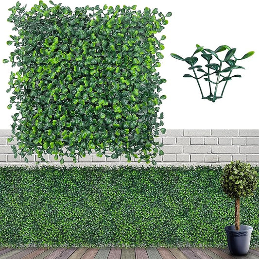 Artificial Grass Wall Panel Backdrop,10" X 10" 12P(8.4 sqft) UV-Anti Greenery Boxwood Panels for Indoor Outdoor Green Wall Decor & Ivy Fence Covering Privacy