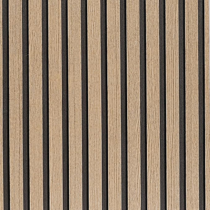 Brown Wood Slat Peel and Stick Wallpaper - 17.5"x200" Textured Faux Wood Self-Adhesive, Waterproof Removable Wall Panel for Bedroom, Kitchen, Accent Wall - Easy Install