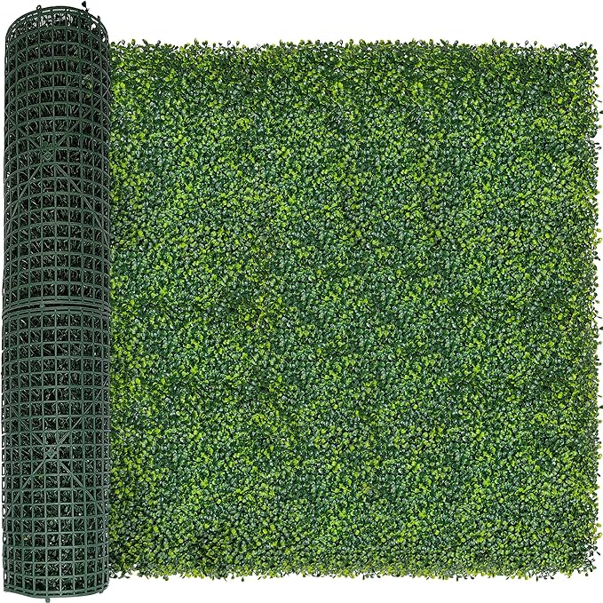 Artificial Boxwood Roll Panels: 48 X 160 in(53.5 sqft) UV-Anti Artificial Ivy Privacy Fence Wall Screen for Indoor Outdoor Green Grass Wall Decor & Ivy Fence Covering Privacy