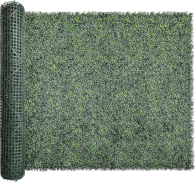 Bybeton Artificial Plant Screen,60"x120" (50 sqft) UV-Anti Faux Boxwood Leaves Grass Wall Panels for Patio Balcony Privacy, Garden, Backyard Greenery Wall Backdrop and Fence Decor