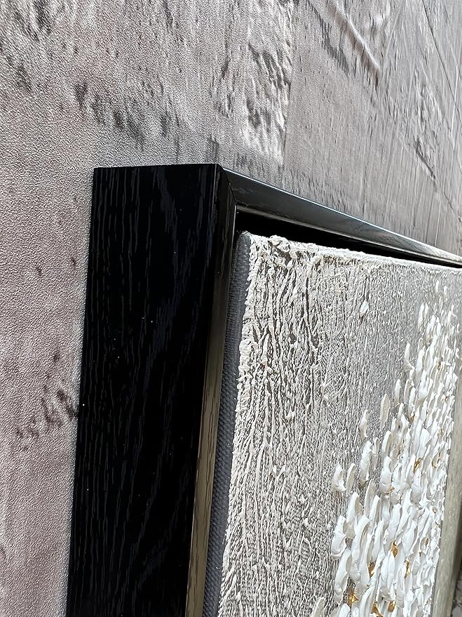 24x24 Inch 100% Hand-Painted White Flowers 3D Abstract Decorative Oil Painting, Hall Wall Decorative Frame Wall Art Ready to Hang