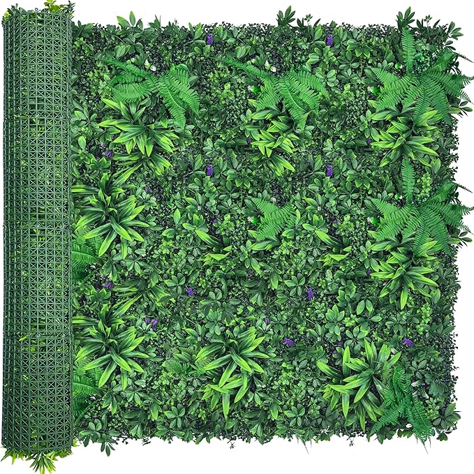 Artificial Greenery Wall Panels: 60'' x 120'' UV-Anti Faux Greennery Grass Wall Privacy Backdrop Fence Screen for Garden Fence Covering Privacy, Outdoor Indoor Home Decor
